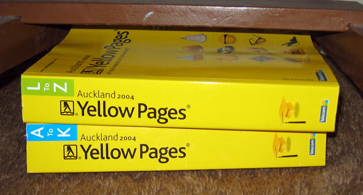 2004 Yellow Pages directory for Auckland, New Zealand — the Yellow Pages was the original structured data system for local business. Image credit: Wikimedia Commons.
